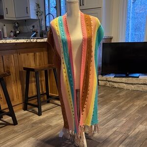 Multicolor Striped Knit cardigan- cap sleeves